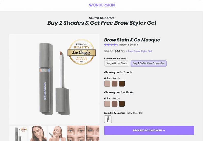 Free gift with purchase offer on a Shopify product page